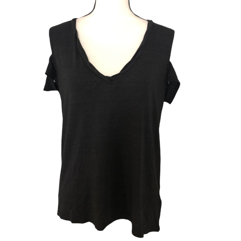 PAM & GELA  Cold Shoulder Tee Black Sz S